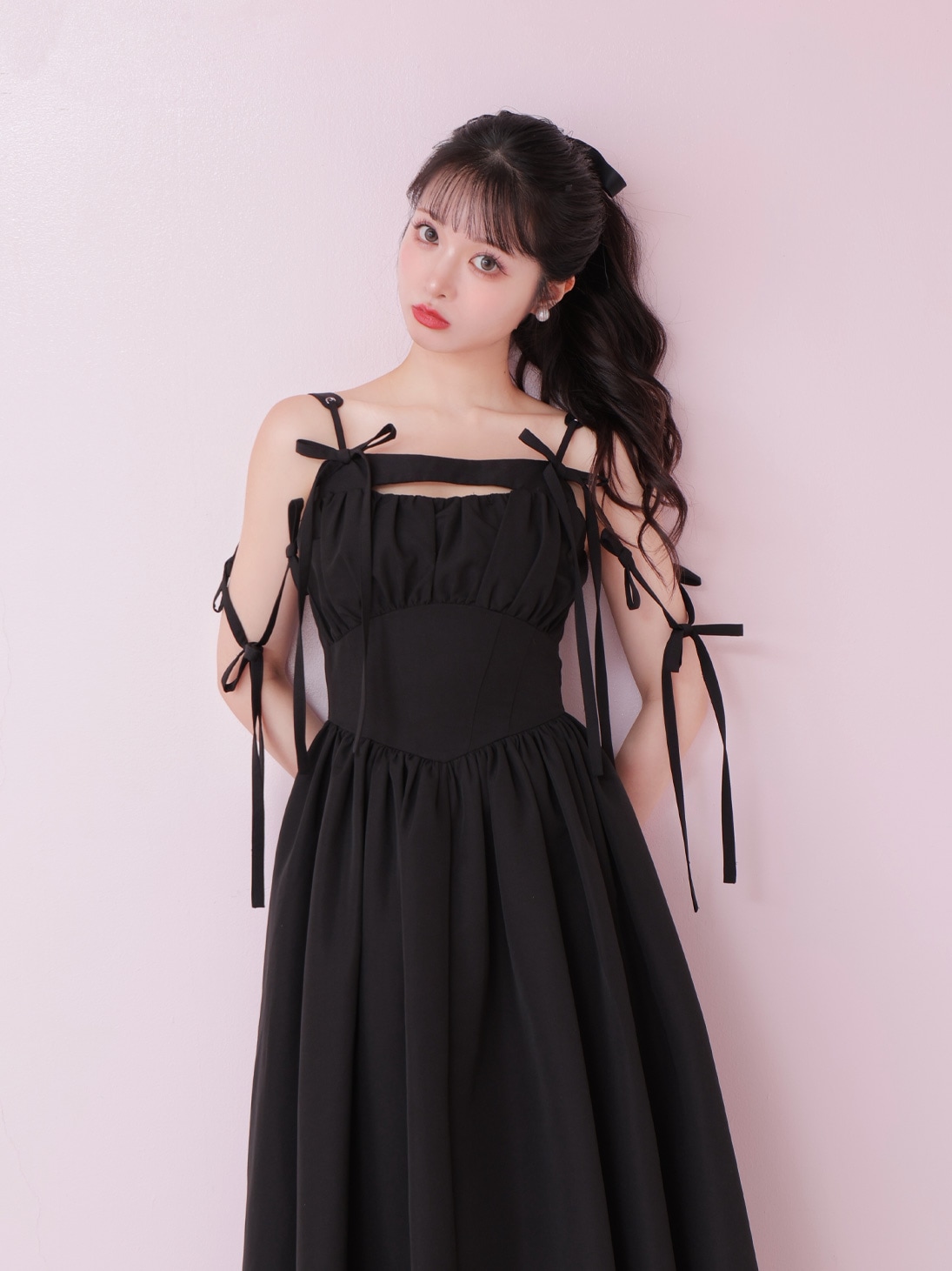 福袋セール eme／Ribbon me M gather All | onepiece(eme10713) long flare ワンピース
