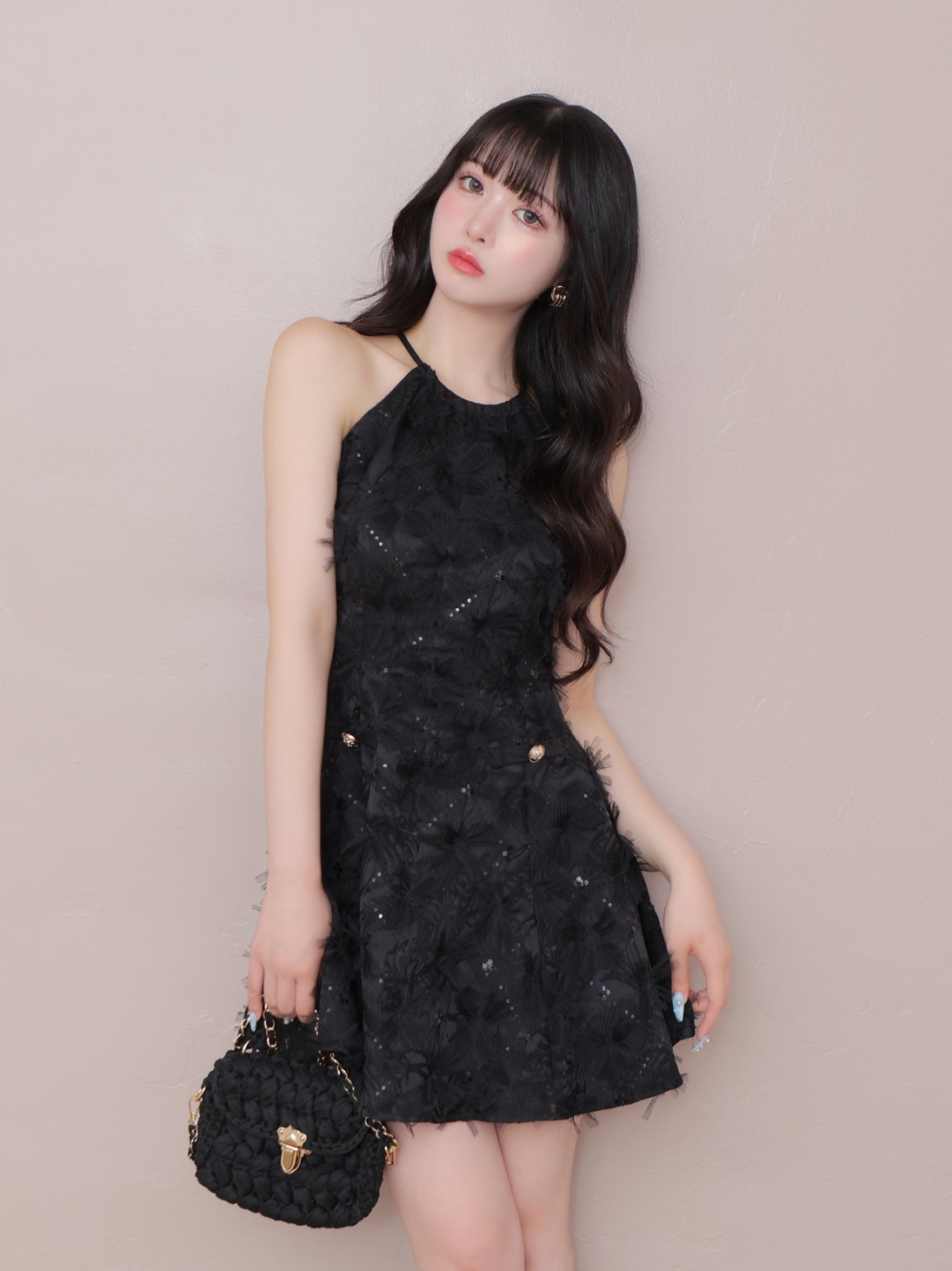 M me eme／【Pre Order】Flower tulle mini onepiece【7月上旬