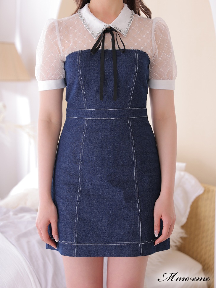 M me eme／【SALE】Docking denim dress (eme10230) | All Item