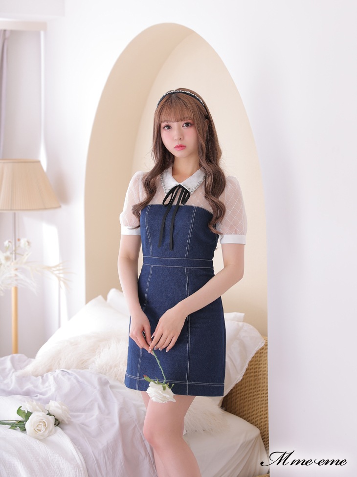 M me eme／【SALE】Docking denim dress (eme10230) | All Item