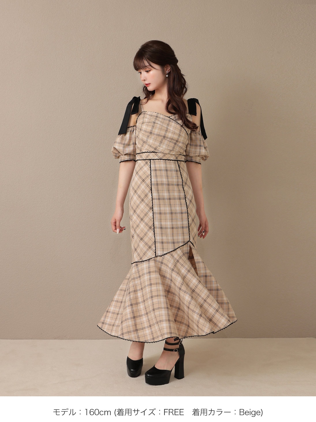 M me eme／【Pre Order】Ribbon check mermaid onepiece【7月