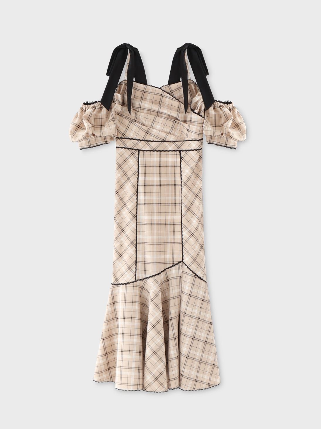 即購入可♡Bijou collar ribbon onepiece エムミーエメ M me eme／【Pre Order】Ribbon check mermaid onepiece【7月