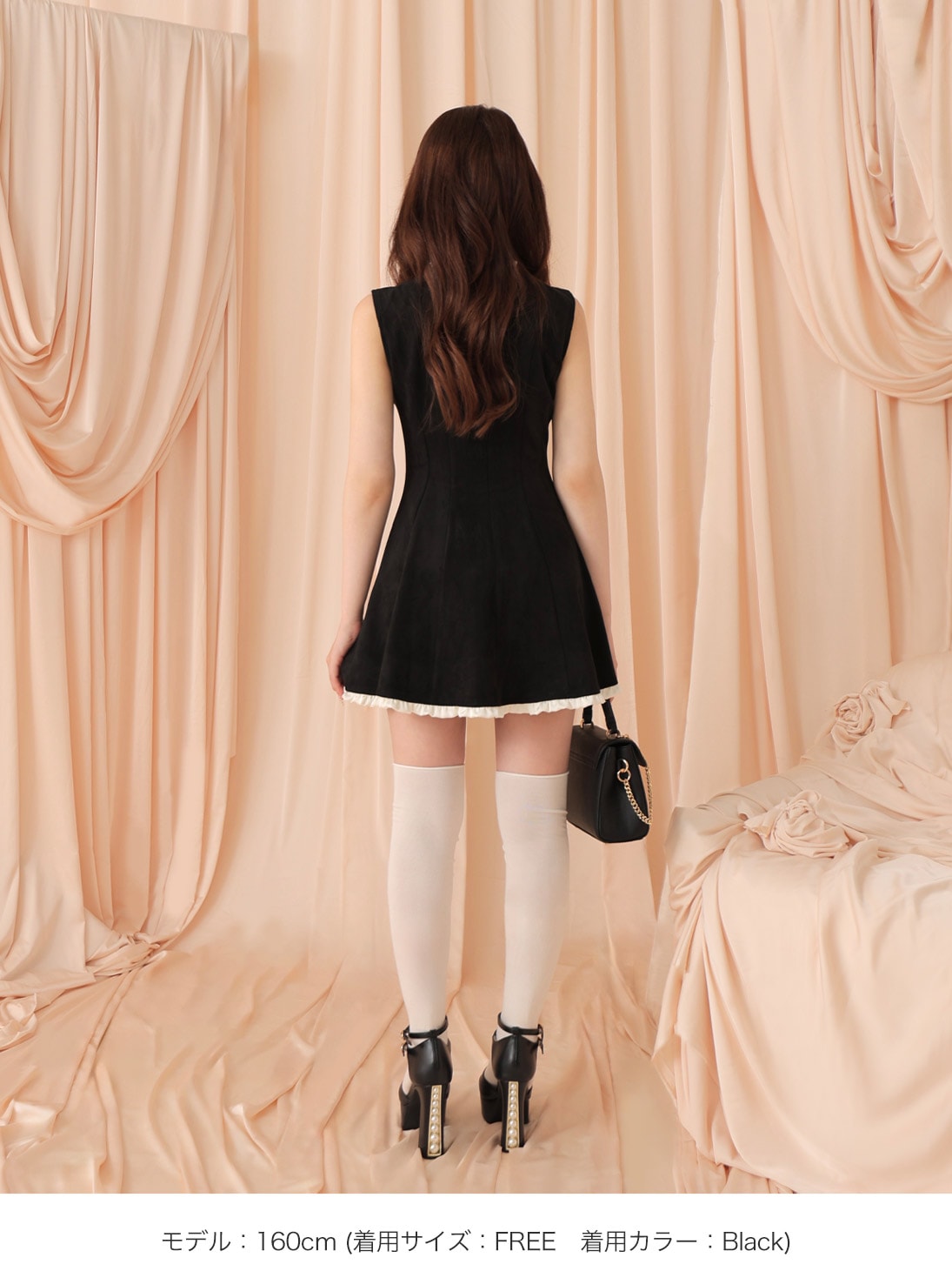 Mmeeme リボンスエードフレアワンピース M me eme／Ribbon suede flare onepiece(eme10804) | All Item
