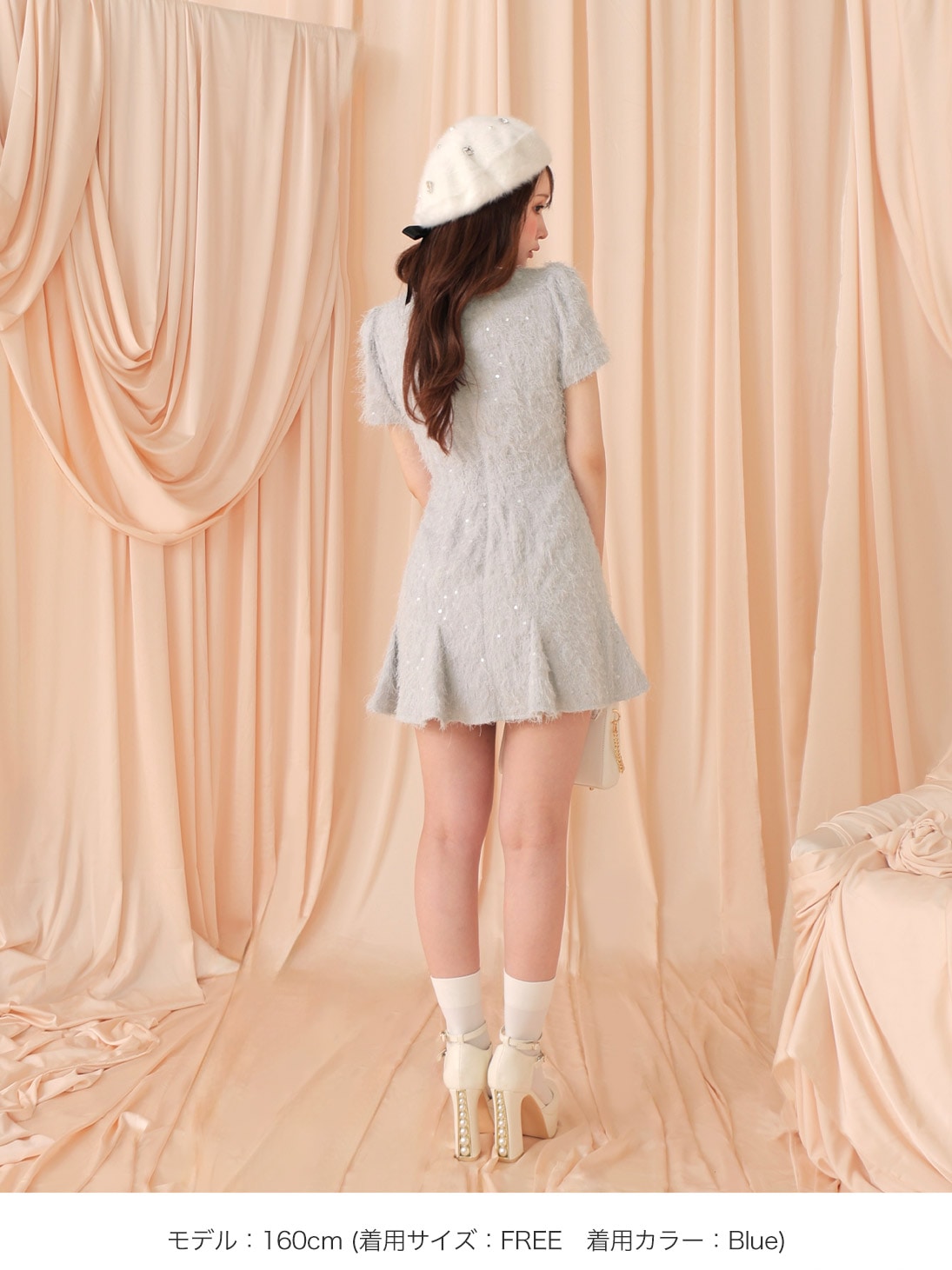 M me eme／【Pre Order】Feather sequin mini onepiece【8月中旬