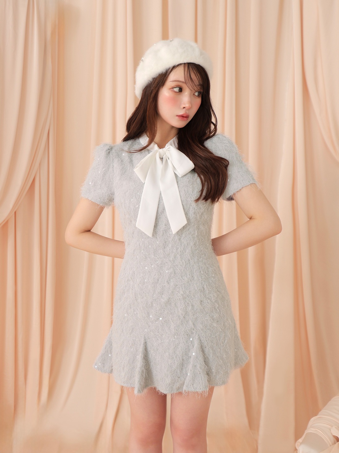ワンピース m me eme 2way feather mini one piece M me eme／2way feather collar mini one piece(eme10375) | All