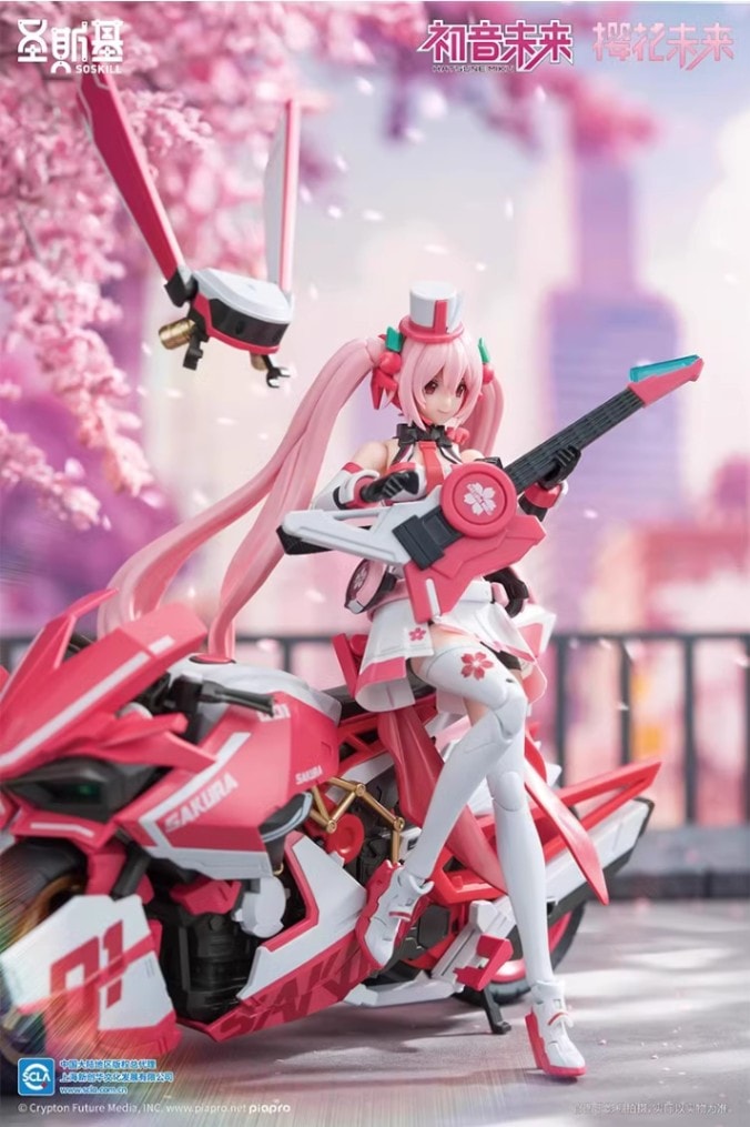予約 SOSKILL 1/12 初音ミク 桜ミク メカ少女 バイク付き プラモデル 68001 Action Figure アクションフィギュア YOLOPARK
