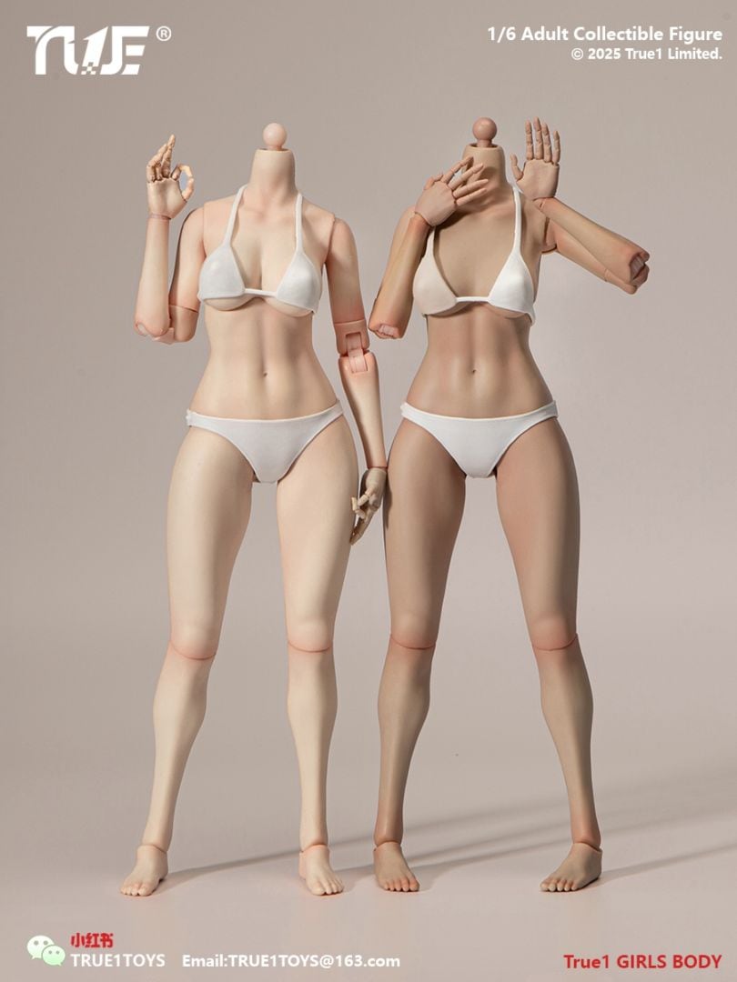 予約 True1Toys 1/6 狭肩 フル可動 女性素体 手関節全可動 ミディアム バスト EC3027 / ラージバスト EC3028 ホワイトスキン&ライトウィート Narrow Shoulder Fully Articulated Joints Female Body Medium Bust / Large Bust/ White Skin Tone&Light Wheat Tone Action Figure アクションフィギュア