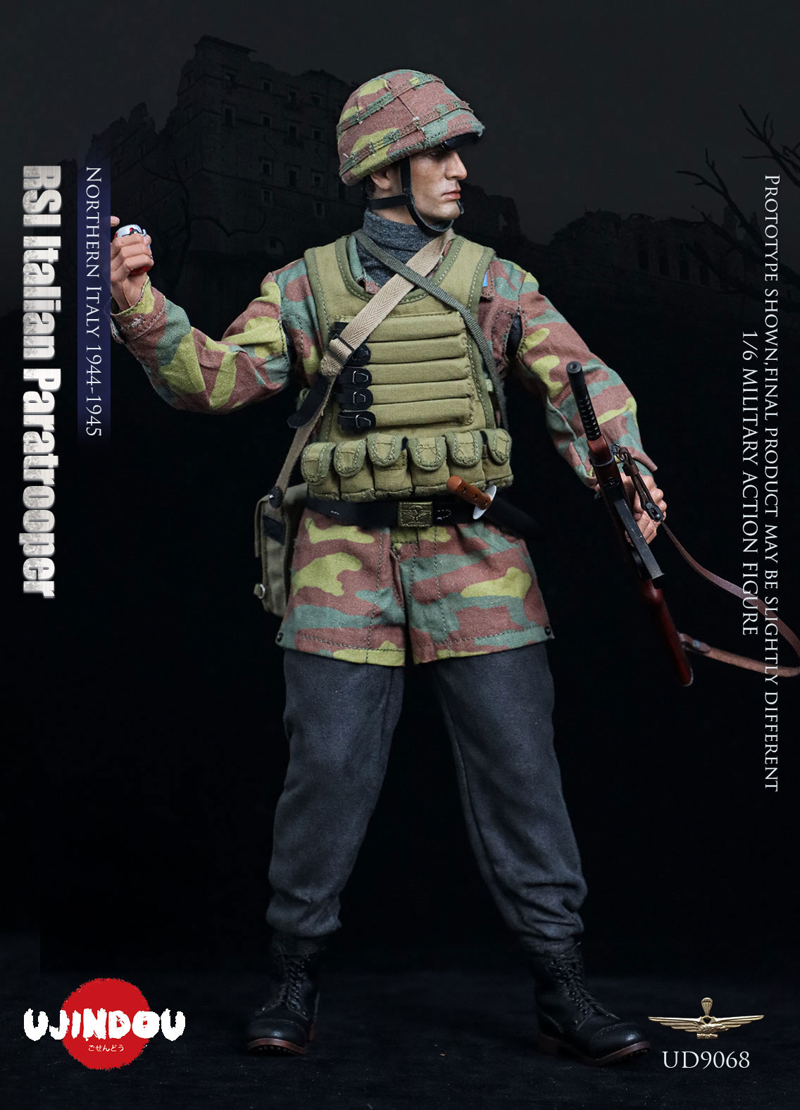 ミリタリーフィギュア　185 予約 UJINDOU 1/6 RSI イタリア空挺兵 北イタリア 1944-1945 UD9068