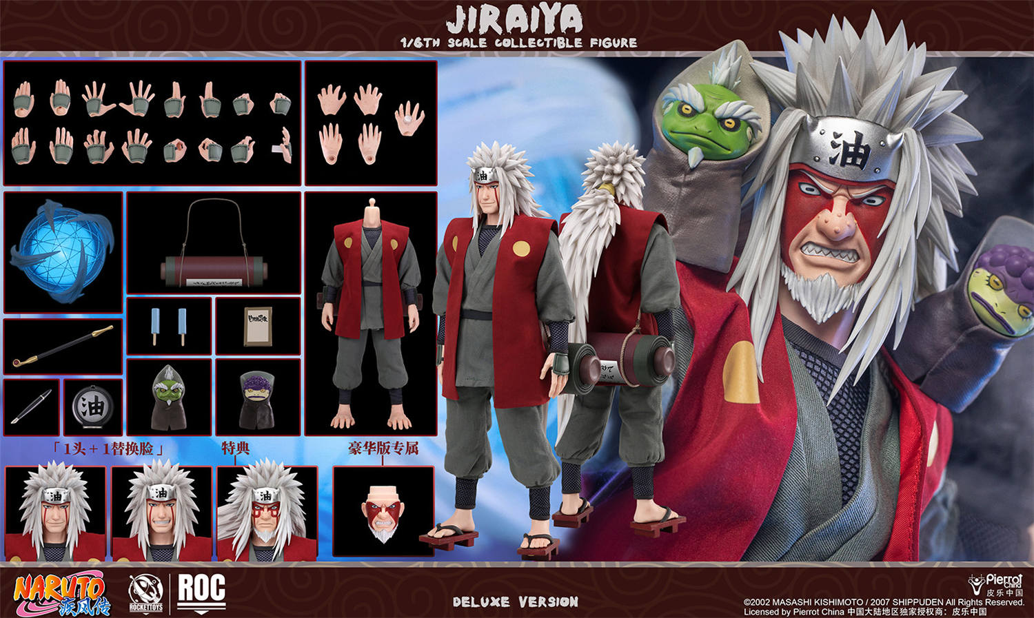 予約 RocketToys 1/6 『NARUTO -ナルト- 疾風伝』自来也 予約特典付き
