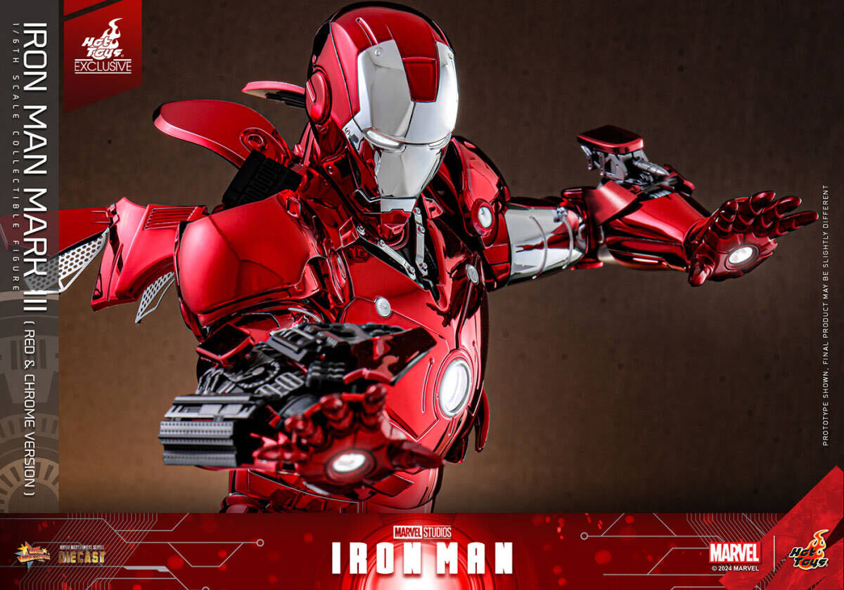 ホットトイズ　アイアンマン・マーク3（レッド＆シルバー・クロムカラー） ホットトイズ 1/6 会場限定 アイアンマン マーク3 レッド＆シルバー