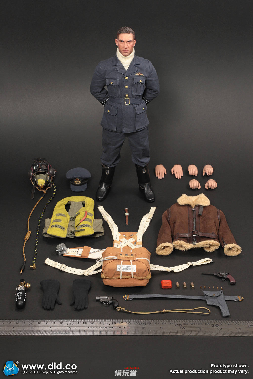 GBイギリス軍/英軍＊ＲＡＦ/空軍＊銀製パイロットカフスボタン（実物） DID 1/6 WW2 イギリス空軍 パイロット 中隊長 トム K80187 WWII
