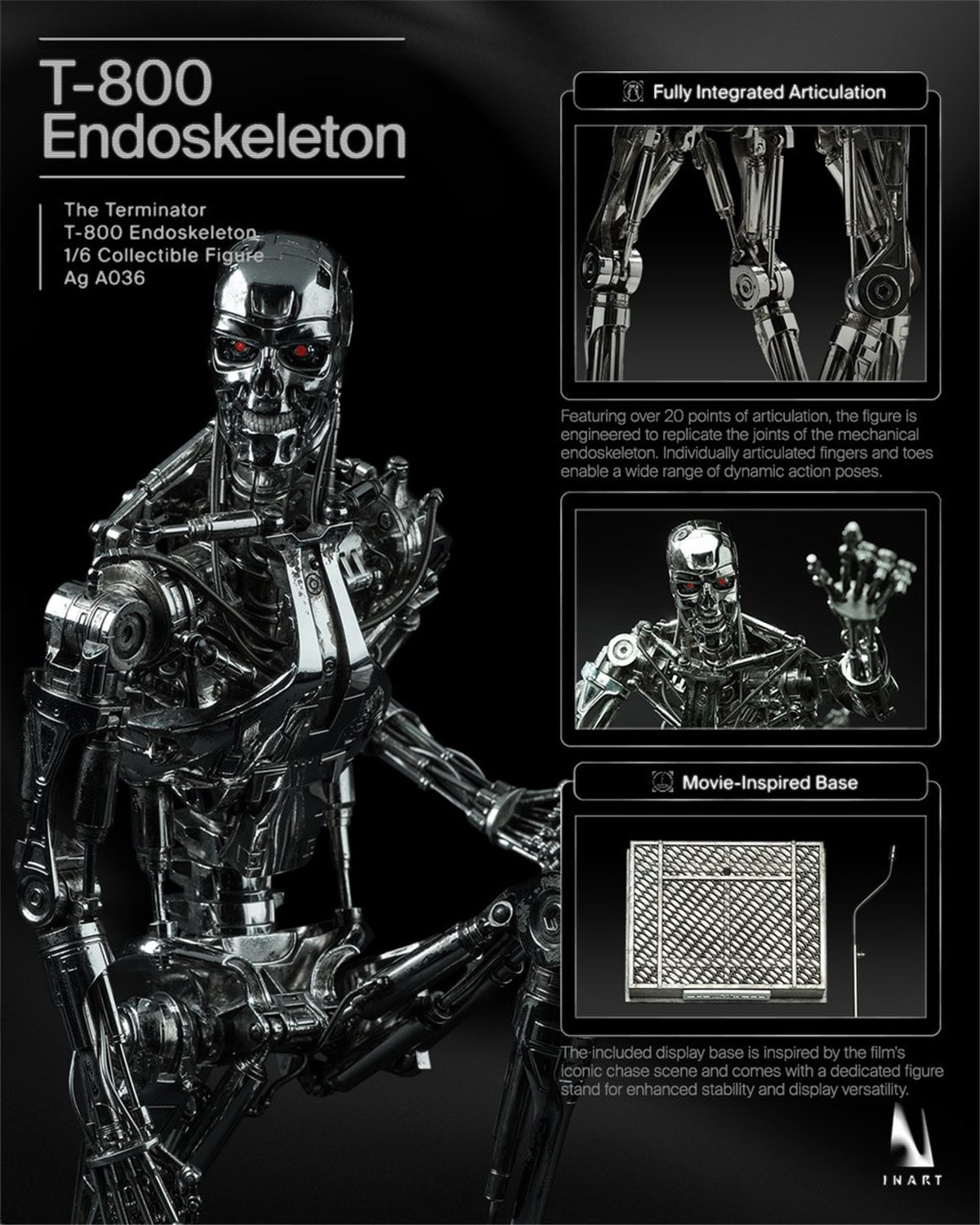 予約 INART 1/6 『ターミネーター』T-800 エンドスケルトン Ag A036