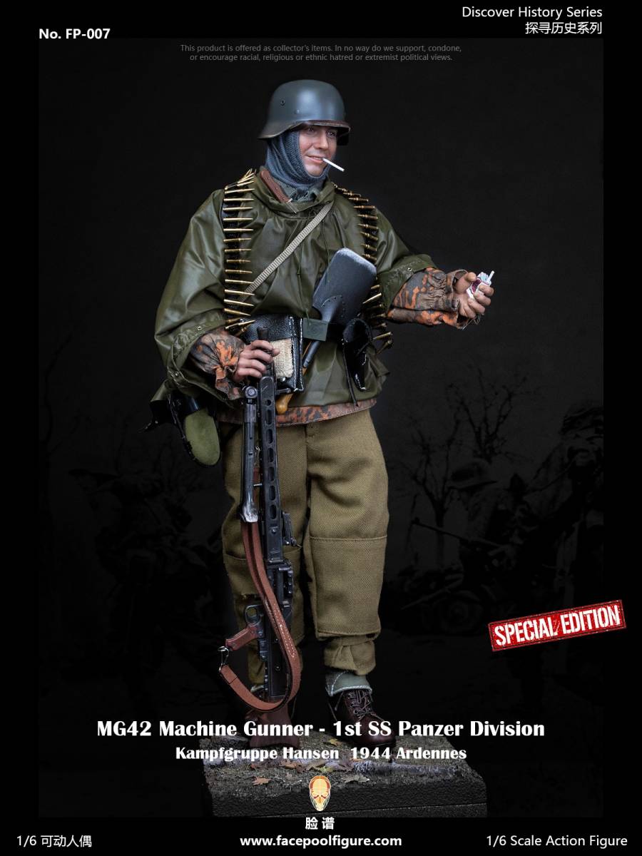 Facepoolfigure 1/6 WWll ドイツ軍 武装親衛隊 SS バジルの戦い MG42