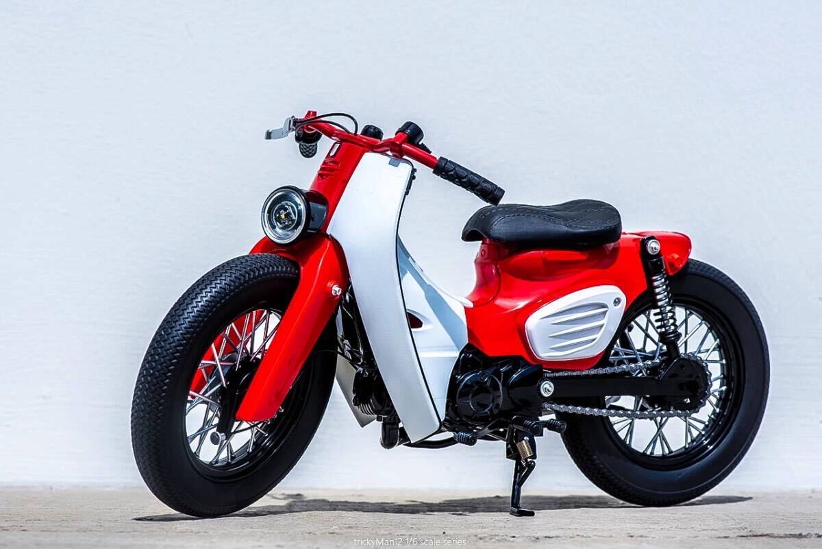 trickyMan121/6 ホンダカブ スーパーカブRedオートバイ バイク trickyMan12 1/6 ホンダ カブ スーパーカブ Red.Ver 未開封新品 Super