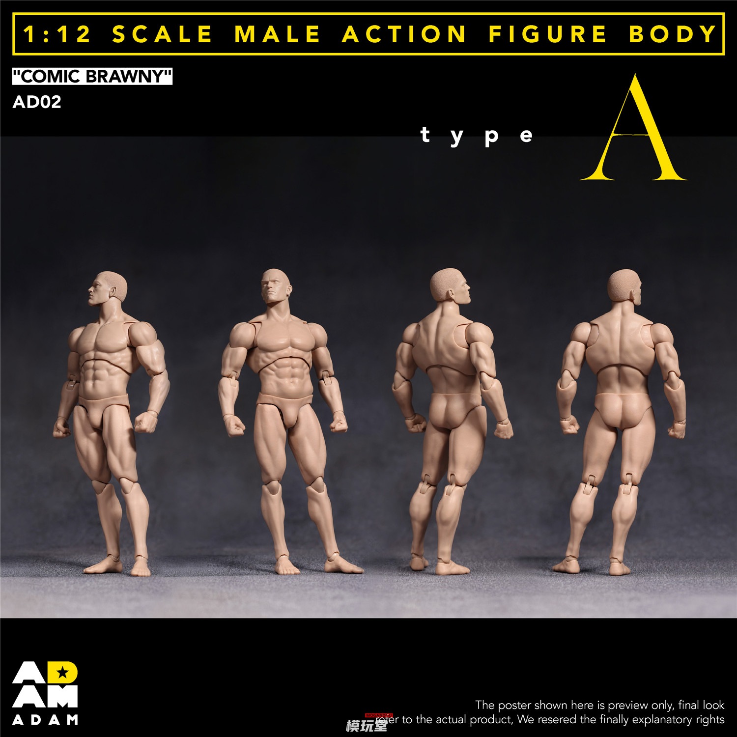 予約 ADAM 1/12 超可動 漫画スタイル 筋肉質 素体 AD02 Comic Sbrawny