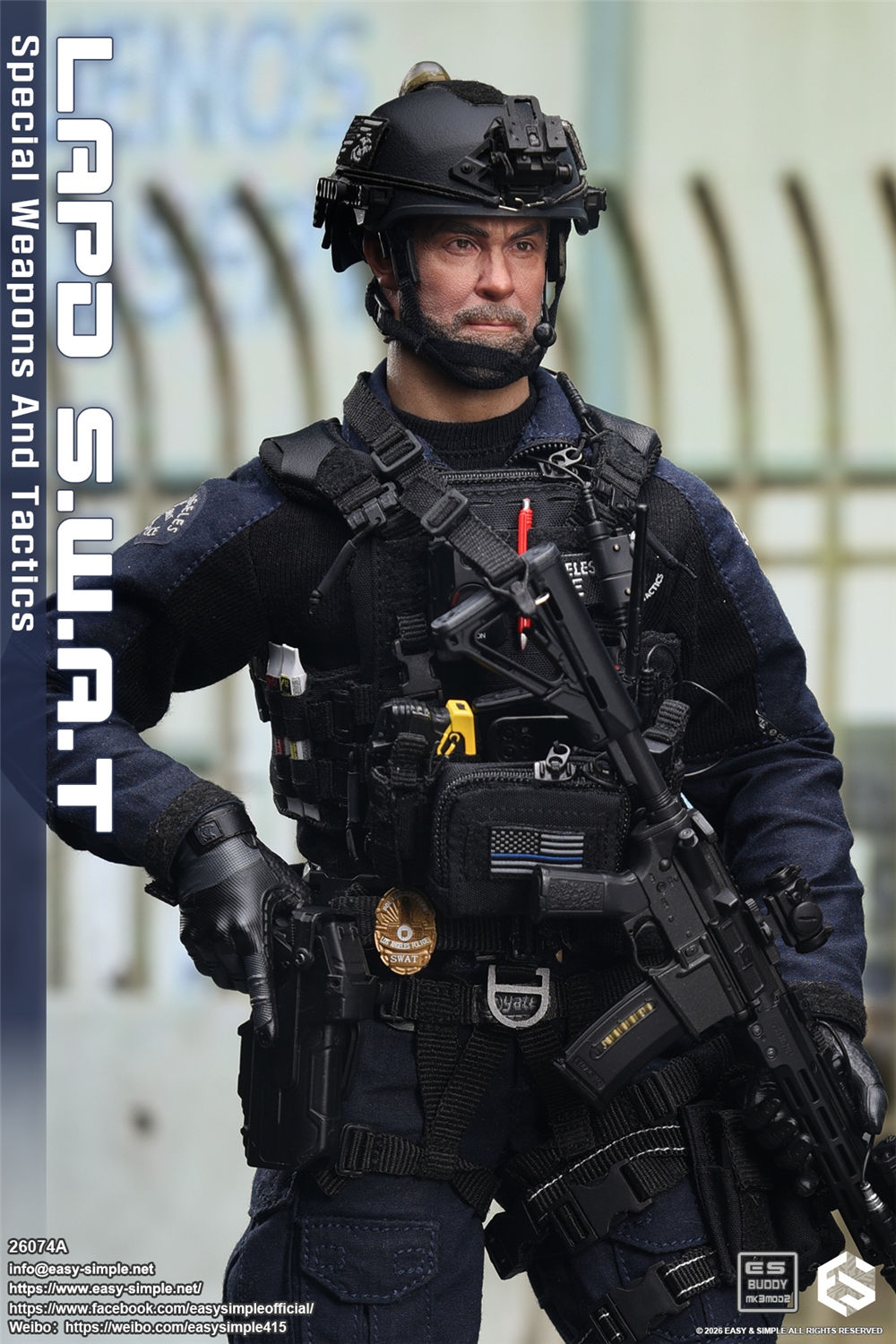 1/6 12インチ ロサンゼルスSWAT特殊部隊カスタムフィギュア CS119 予約 Easy&Simple 1/6 LAPD S.W.A.T. 特殊武装戦術部隊 隊員 26074A