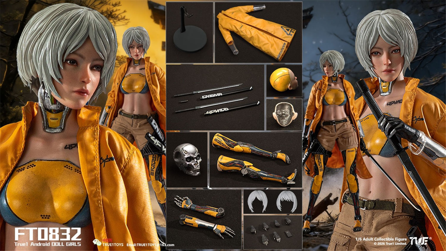 予約 True1Toys 1/6 アンドロイド ビル 白髪版 FT0832W 黒髪版 FT0832B