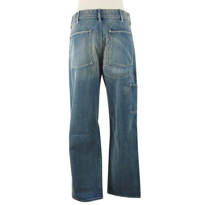 DOUBLE RL ダメージ加工ブルーデニム Ralph Lauren RRL ダメージ ストレートジーンズ | ブルー