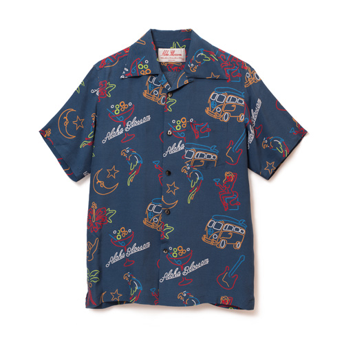 アロハブロッサム NEON/NAVY アロハブロッサム ハワイアン シャツ<br> ALOHABLOSSOM ALOHA SHIRTS