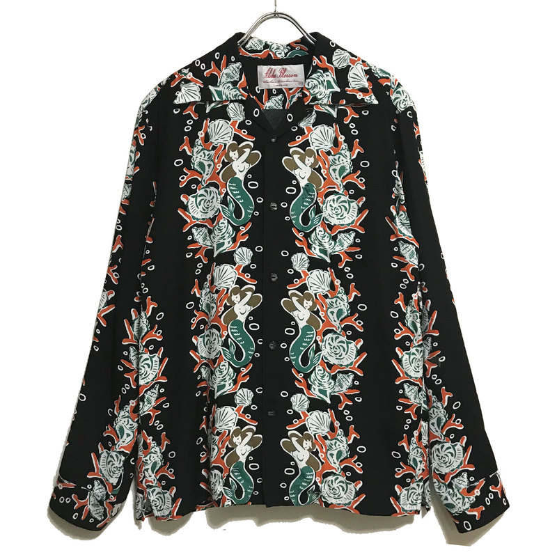 アロハブロッサム ALOHABLOSSOM ALOHA LONG SHIRTS MERMAID/BLACK
