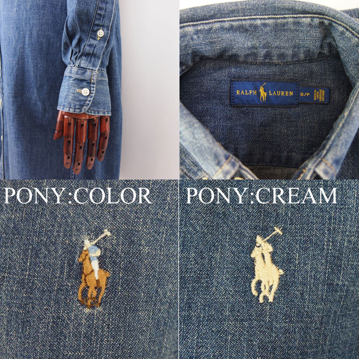 【難あり・アウトレット】ラルフローレン ポロ ポニーワンポイント デニム シャツ ワンピース/インディゴPolo Ralph Lauren denim dress-NAVIE STORE