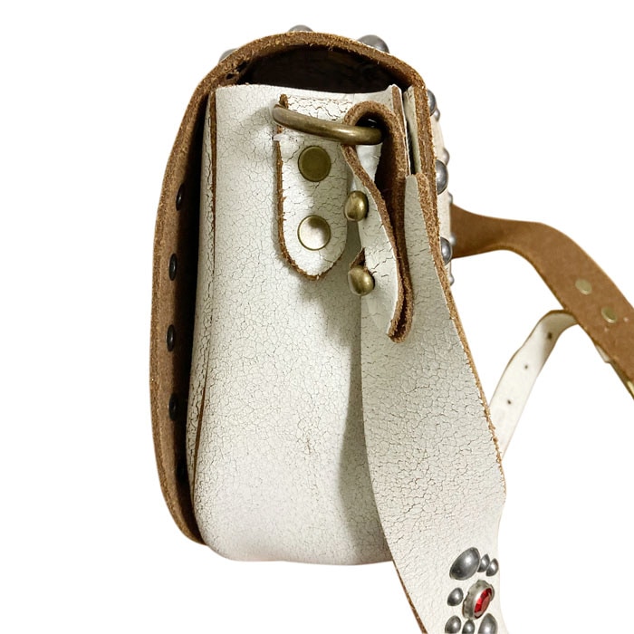 ポロ ラルフローレン スタッズ クラッキングレザー ショルダーバッグ