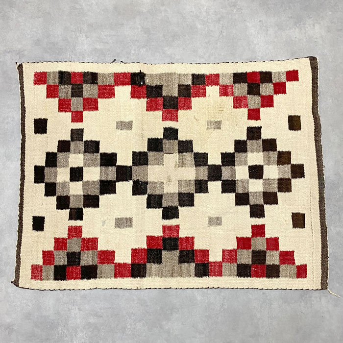 40s OLD NAVAJO HANDWOVEN BLOCK DESIGH WOOL RUG 75×102 ウール