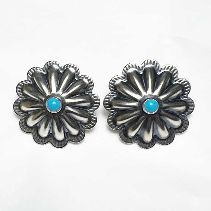 1990's ヴィンテージ　ターコイズ　フラワー　ピアス　インディアンジュエリー 1990's ヴィンテージ ターコイズ フラワー ピアス インディアン