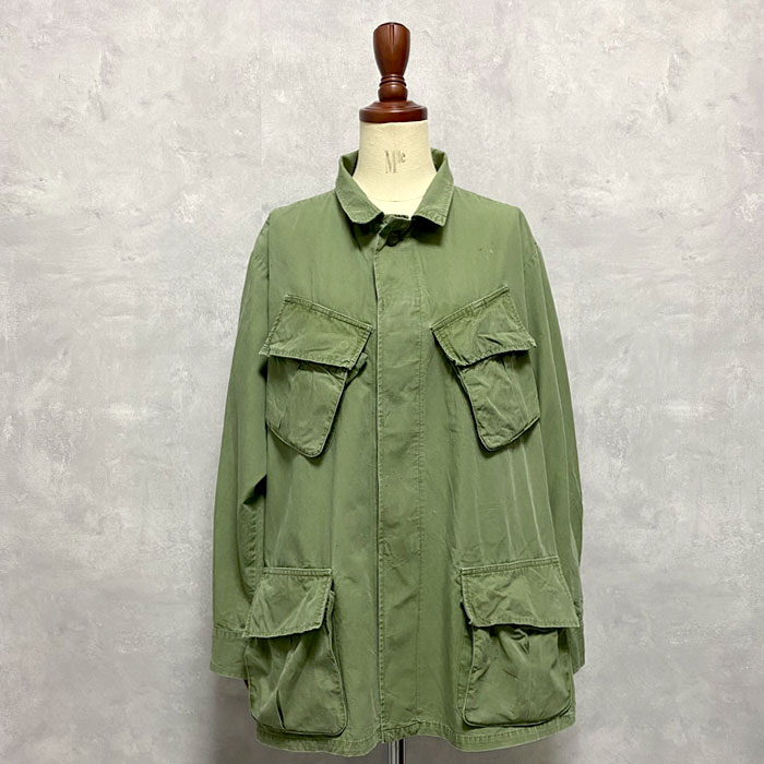 60s US ARMY 3rd Jungle Fatigue Military Jacket Non-Rip Large