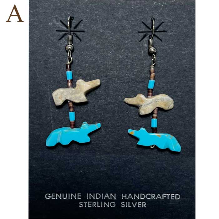 インディアンジュエリー ズニ族 フェティッシュ ヒシ フック ピアス