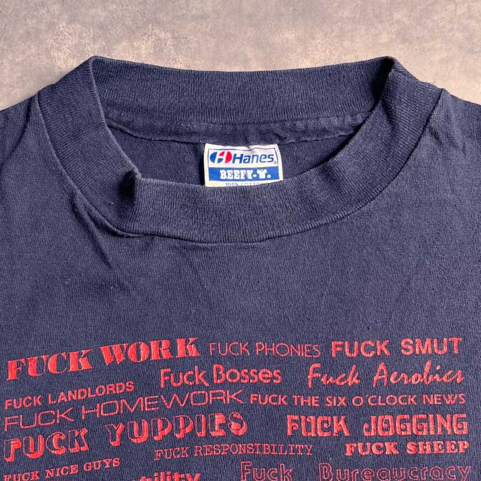 80's HANES FUCK PRINT T-Shirts Made in USA 90年代 ヘインズ