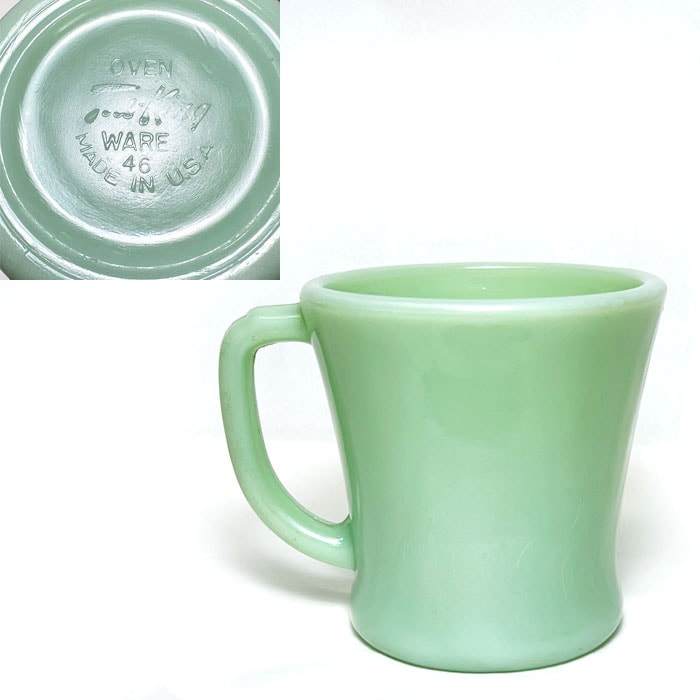Vintage Anchor Hocking Fire King D-handle Mug Jade-ite Made in USA
