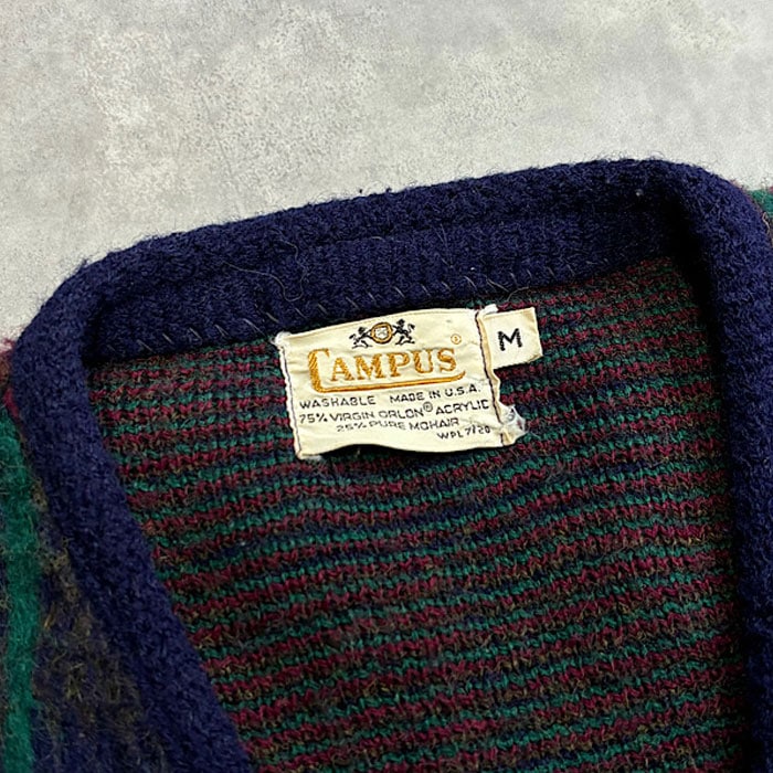 60's CAMPUS MOHAIR CARDIGAN Made in USA/M | 【USED.VINTAGE