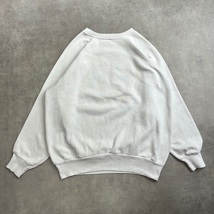 80's CHAMPION FLOCKY PRINT SWEAT SHIRTS Made in USA WHT/XL 80年代