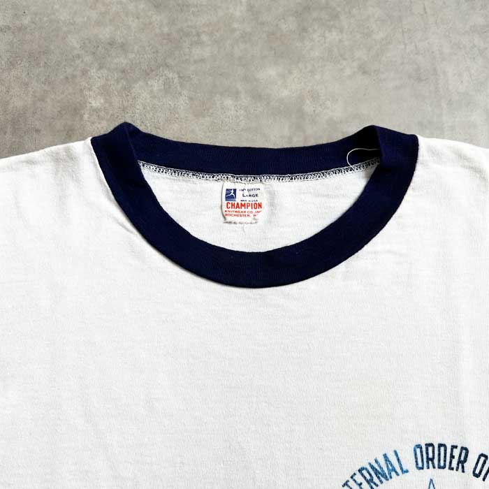 60's VINTAGE CHAMPION RUNNERS TAG TRIM T-SHIRTS WHITE/L Made