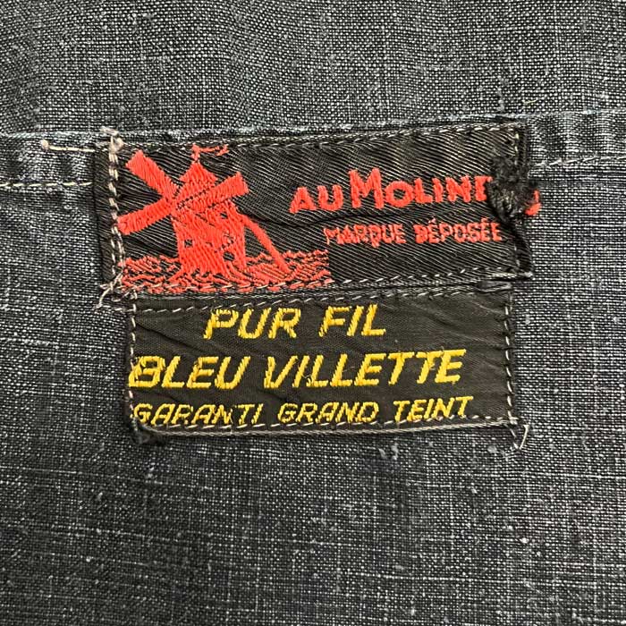 VINTAGE 40's AU MOLINE MAQUIGNON INDIGO LINEN COAT Made in France