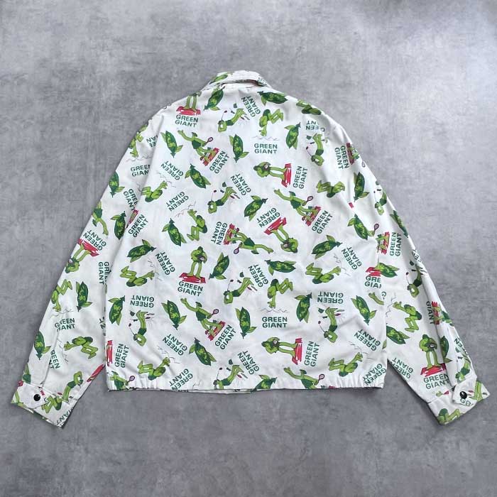 70's GREEN GIANT COACH JACKET Made in USA WHITE/Size L 70