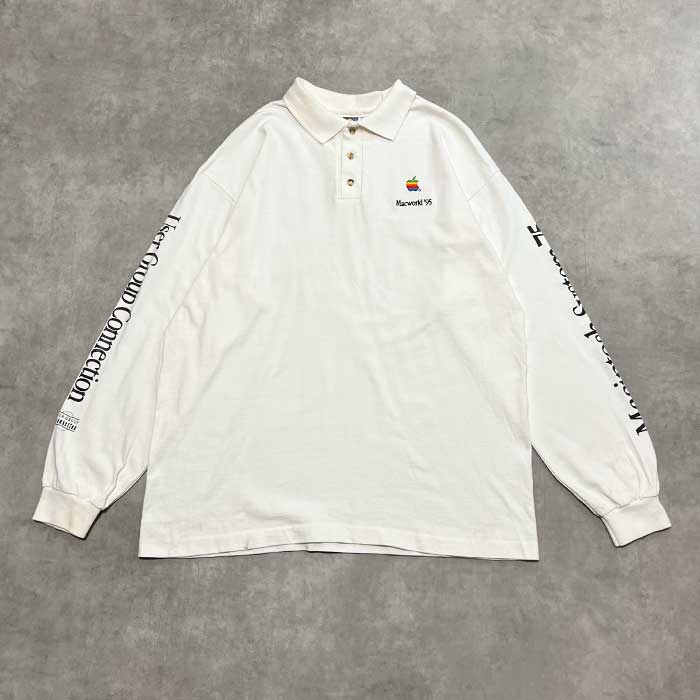 90's APPLE MAC WORLD LONG SLEEVE SHIRTS Made in USA WHITE/L 90年代