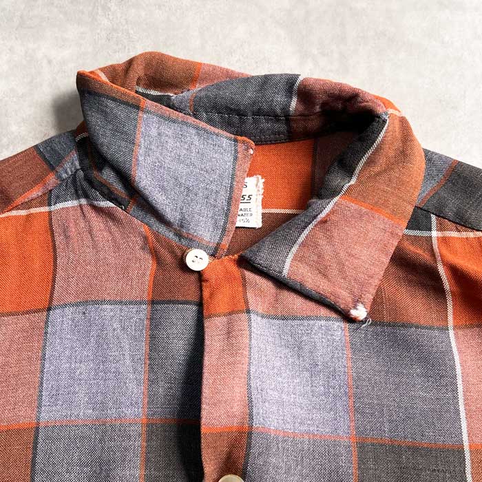 VINTAGE 50'S PENNEYS COMPASS SHORT SLEEVE OPEN COLLAR SHIRTS BROWN