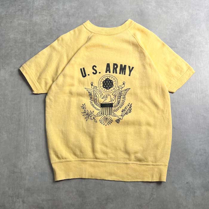 VINTAGE 60'S U.S ARMY RAGLAN SHORT SLEEVE SWEAT SHIRTS YELLOW