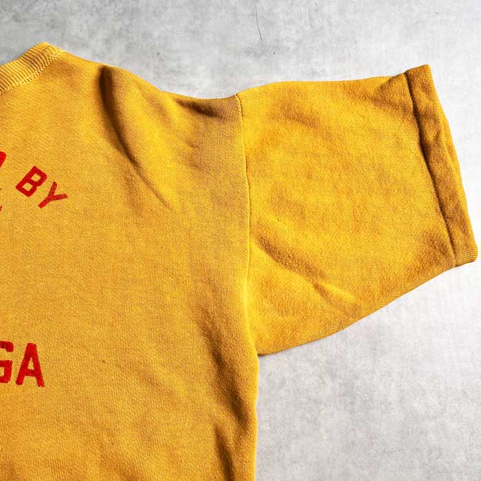 VINTAGE 60'S FLOCKY PRINT SHORT SLEEVE SWEAT SHIRTS MUSTARD