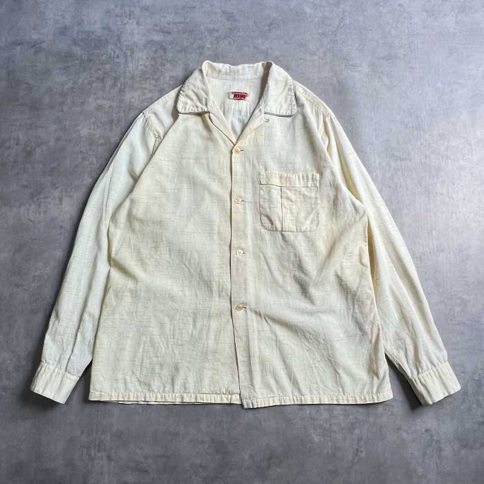 50’s PENNEYS TOWN CRAFT 総柄マスタードイエロー長袖シャツ 50's PENNEYS TOWN CRAFT 総柄マスタードイエロー長袖シャツ