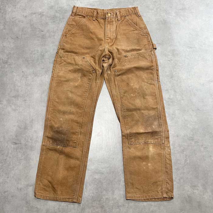 00'S CARHARTT DUCK DOUBLE KNEE WORK PANTS BROWN/W29L30 2000年代
