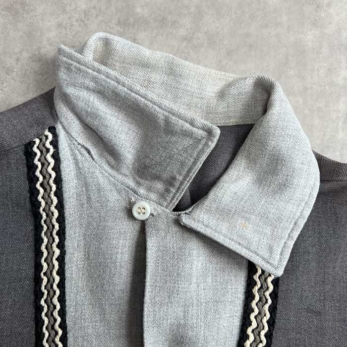 VINTAGE 50'S BUD BERMA OPEN COLLAR RAYON LONG SLEEVE SHIRTS