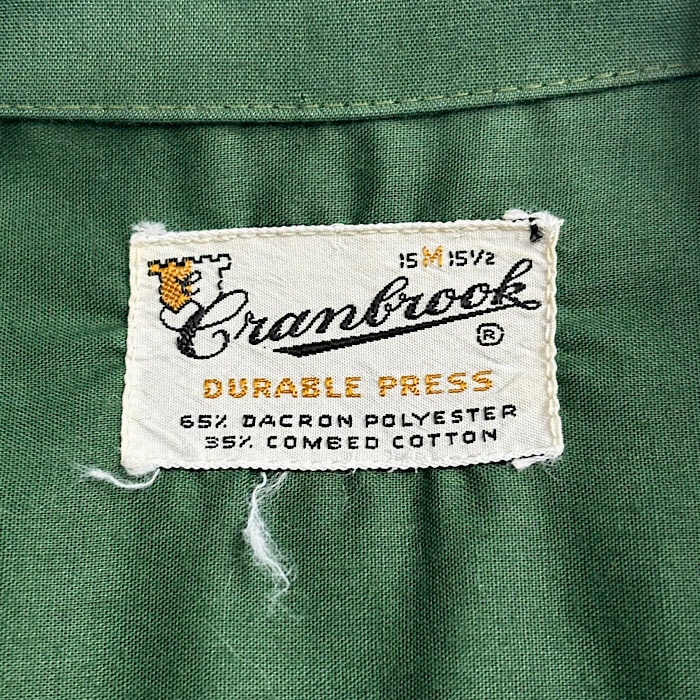 VINTAGE 60's CRANBROOK DURABLE PRESS OPEN COLLAR LONG SLEEVE SHIRT