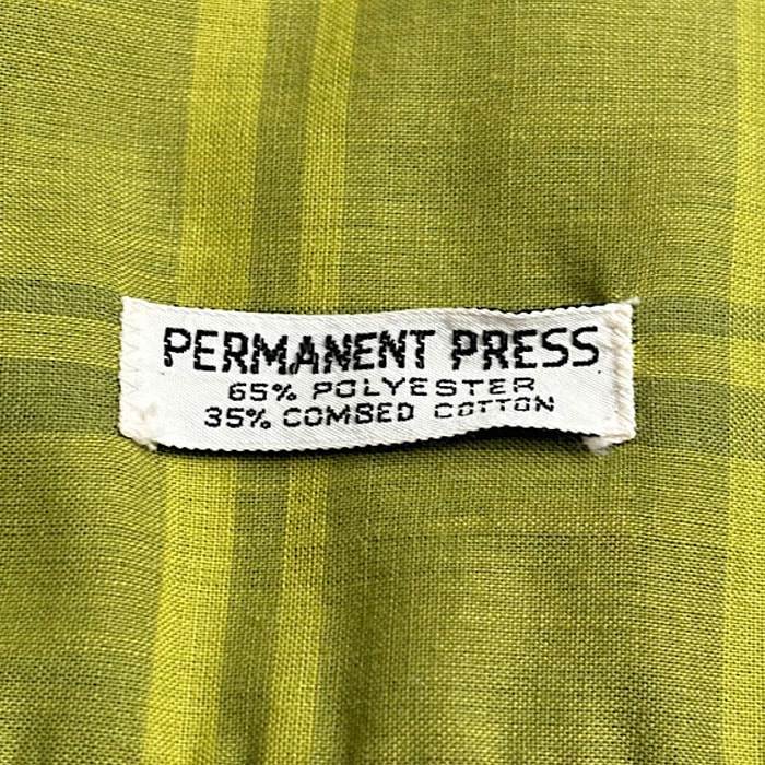 VINTAGE 60's PERMANENT PRESS OPEN COLLAR LONG SLEEVE SHIRT GREEN/L