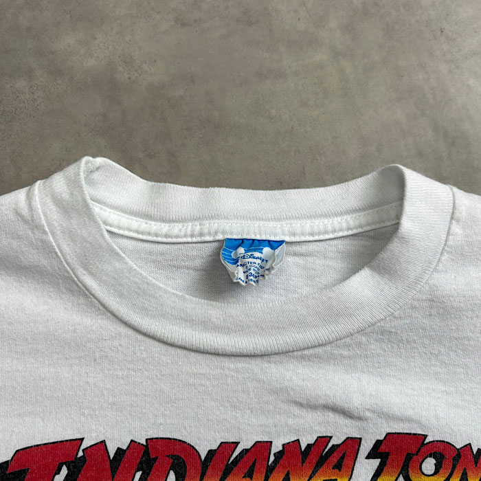 80'S Disney Indiana Jones T-Shirt Made in USA S/WHITE 80年代