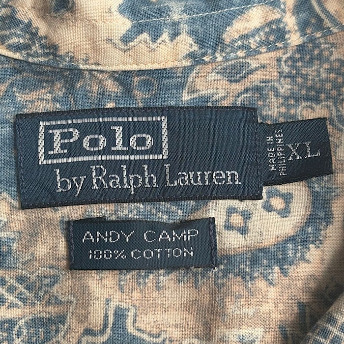 90'S POLO by Ralph Lauren ANDY CAMP SHORT SLEEVE OPEN COLLAR
