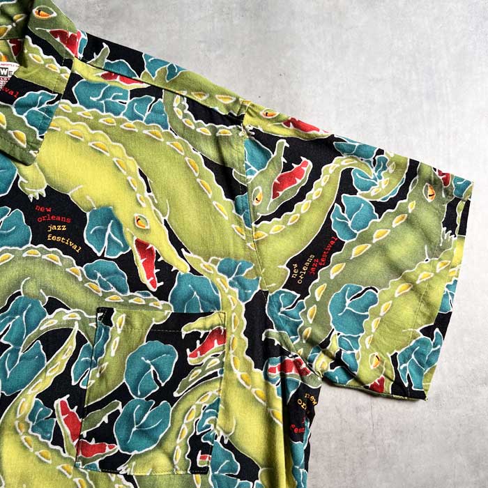 90'S BAYOU WEAR ALLIGATOR PRINT NEW ORLEANS JAZZ FESTIVAL SHORT