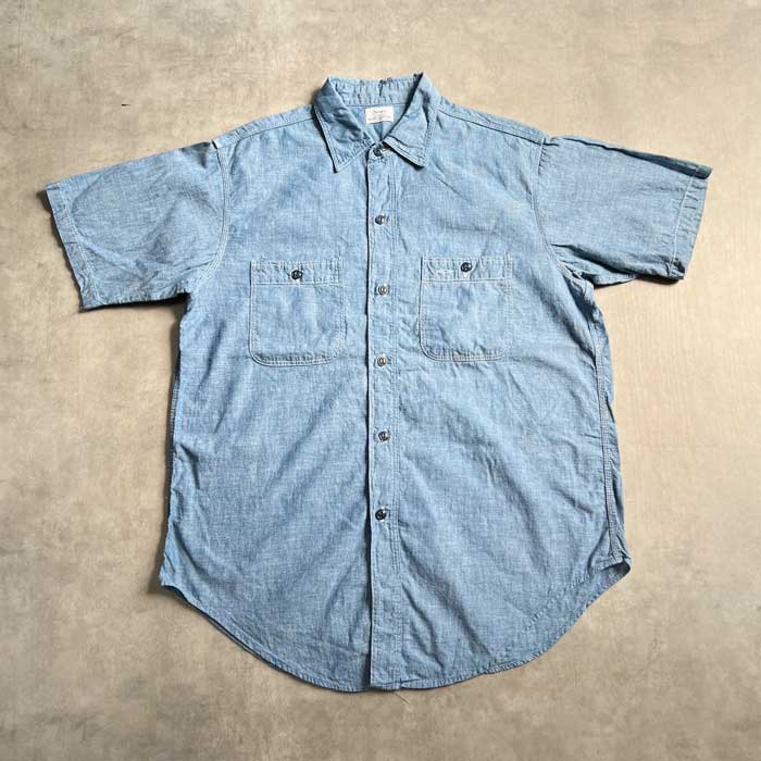 VINTAGE 60'S SEARS ROEBUCK SHORT SLEEVE CHAMBLEY SHIRTS BLUE